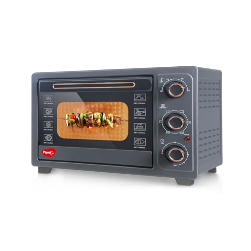Pigeon Oven Toaster Grill 30 Liters OTG with Rotisserie, Oven Toaster and Grill for Grilling and Baking Cakes (Grey)