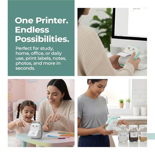 Lifelong Mini Thermal Printer | Portable & Inkless | Support Bluetooth | Wireless Mobile Printing for Android & iOS | Photo Printing | Black & White Sticker & Mini Pocket Printer for Kids (LLEMP09) - Image 5