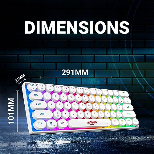 Ant Esports MK1500 Retro Style Mini 60% Pro RGB Wireless Gaming Keyboard with Membrane Switches for PC/Mobile/Tablets/Laptop/TV's- White. - Image 4