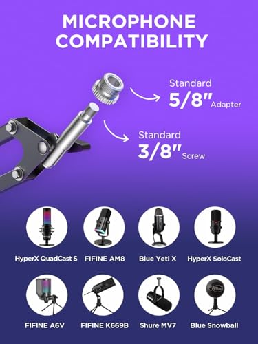 DIGIMORE D-110 Microphone Arm Stand, Adjustable Suspension Boom Scissor Mic Stand | Mic Clip | Upgraded Heavy Duty Clamp for Hyperx, Blue Yeti, Rode, Elgato - Image 3