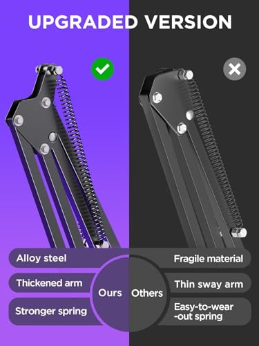 DIGIMORE D-110 Microphone Arm Stand, Adjustable Suspension Boom Scissor Mic Stand | Mic Clip | Upgraded Heavy Duty Clamp for Hyperx, Blue Yeti, Rode, Elgato - Image 6