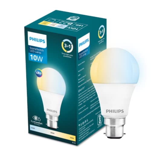Philips 10 w LED Bulb|3 Colors in 1 LED Bulb|Scene Switch Bulb for Home & Decoration|Color: Tunable White, Pack of 4, b22d - Image 3