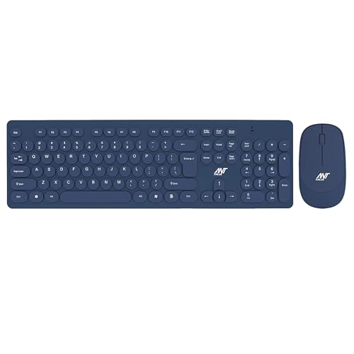 Ant Value FKBRI05 Wireless Keyboard Mouse Combo - 2.4Ghz Aesthetic Quiet Keyboard and Mouse Wireless - 110 Keys Full Size Ultra-Thin Keyboard for Laptop, Computer, PC, Notebook, Windows, Mac OS (Blue)