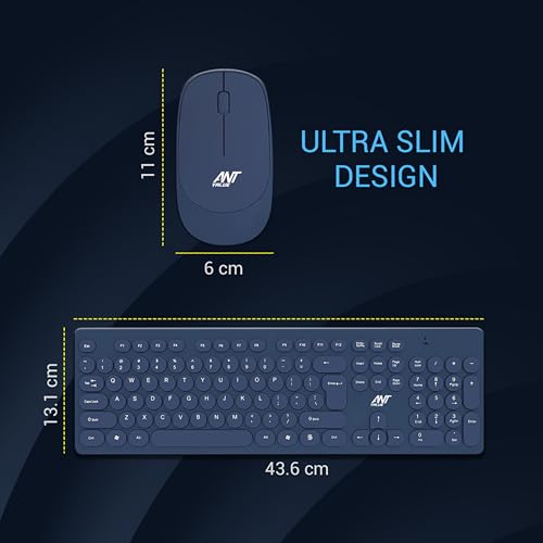 Ant Value FKBRI05 Wireless Keyboard Mouse Combo - 2.4Ghz Aesthetic Quiet Keyboard and Mouse Wireless - 110 Keys Full Size Ultra-Thin Keyboard for Laptop, Computer, PC, Notebook, Windows, Mac OS (Blue) - Image 3