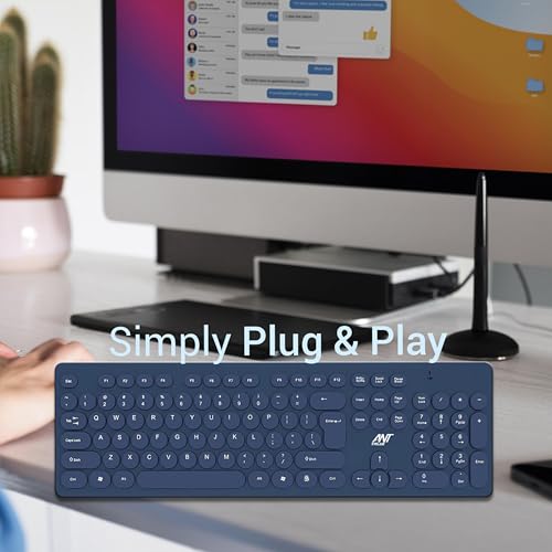 Ant Value FKBRI05 Wireless Keyboard Mouse Combo - 2.4Ghz Aesthetic Quiet Keyboard and Mouse Wireless - 110 Keys Full Size Ultra-Thin Keyboard for Laptop, Computer, PC, Notebook, Windows, Mac OS (Blue) - Image 4