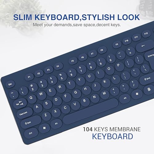 Ant Value FKBRI05 Wireless Keyboard Mouse Combo - 2.4Ghz Aesthetic Quiet Keyboard and Mouse Wireless - 110 Keys Full Size Ultra-Thin Keyboard for Laptop, Computer, PC, Notebook, Windows, Mac OS (Blue) - Image 7
