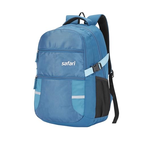 Safari Omega Spacious/Large 5 Compartment Laptop Backpack With Raincover, College Bag, Travel Bag For Unisex, Teal, 30 Litre - Image 3