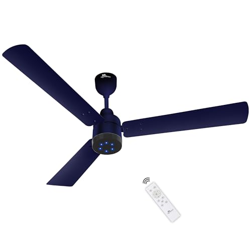 RR Signature BrightAir 1200mm BLDC Ceiling Fan with Remote Control | BEE 5 star Rated Energy Efficient Ceiling Fan | High Air Delivery with LED Indicators | 2 Year Warranty (Silent Blue)