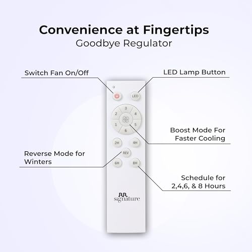 RR Signature BrightAir 1200mm BLDC Ceiling Fan with Remote Control | BEE 5 star Rated Energy Efficient Ceiling Fan | High Air Delivery with LED Indicators | 2 Year Warranty (Silent Blue) - Image 5