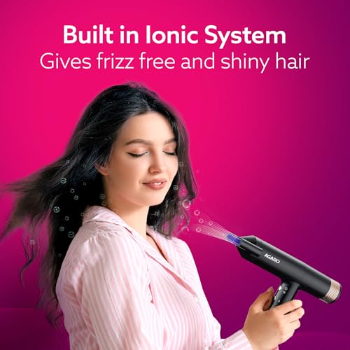 AGARO Royal BLDC Professional Hair Dryer, Brushless Motor, Ionic technology, 2000W, 110000 RPM, Fast Drying, 3 Speed & 3 Temperature Settings, Cool Shot Button, for Women, Men, Salon, Home, Black - Image 7