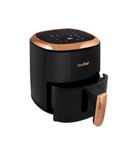 Greenchef Digital Air Fryer Frizzle with Touch Panel, uses up to 90% less fat, 8 Pre-set Menu, 1200W, 4.2 Liter (Black), Large