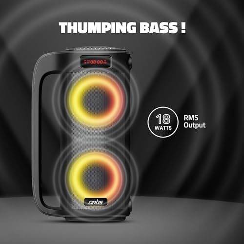 Artis SoundMax 400 Wireless Bluetooth Speaker with USB, FM, Micro TF Card, Aux in, Wired Mic with Supporting Grab Handle (Black) (18 W RMS Output) - Image 4