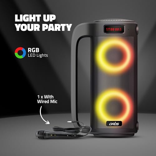 Artis SoundMax 400 Wireless Bluetooth Speaker with USB, FM, Micro TF Card, Aux in, Wired Mic with Supporting Grab Handle (Black) (18 W RMS Output) - Image 6