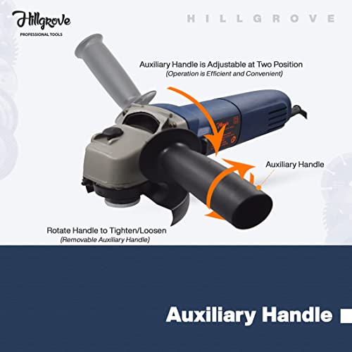 Hillgrove HGANG4B1M2 Angle Grinder | 100 mm Wheel Diameter | 11000 RPM High-Speed Motor | Corded Electric | Compact & Powerful Grinding and Cutting Tool - Image 4