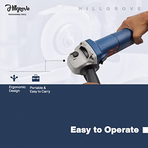 Hillgrove HGANG4B1M2 Angle Grinder | 100 mm Wheel Diameter | 11000 RPM High-Speed Motor | Corded Electric | Compact & Powerful Grinding and Cutting Tool - Image 7
