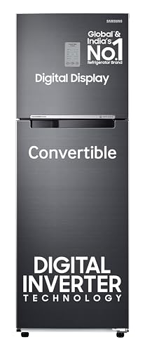 Samsung 256 L, 3 Star, Convertible, Digital Inverter with Display Frost Free Double Door Refrigerator (RT30C3733BX/HL, Luxe Black)