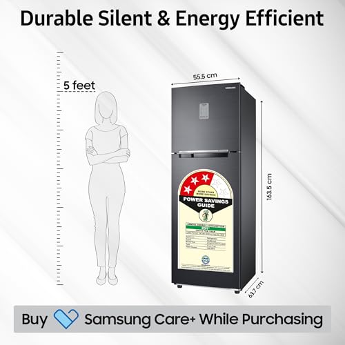 Samsung 256 L, 3 Star, Convertible, Digital Inverter with Display Frost Free Double Door Refrigerator (RT30C3733BX/HL, Luxe Black) - Image 3
