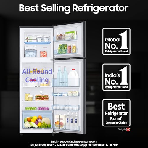 Samsung 256 L, 3 Star, Convertible, Digital Inverter with Display Frost Free Double Door Refrigerator (RT30C3733BX/HL, Luxe Black) - Image 6