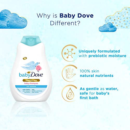 Baby Dove Shampoo 400 ml, Mild No Tears Rich Moisture Baby Shampoo for kids, Gentle Care for Baby's Soft Hair - No Sulphates No Paraben shampoo - Image 4
