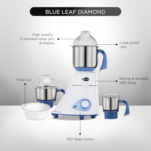 Preethi Diamond 750 Watt Mixer Grinder | 3 Jars & Flexi lid | 2yr Guarantee & Lifelong Free Service | FBT Motor I Powerful Grinding & Blending | Perfect for Smoothies & More I White Color | - Image 5