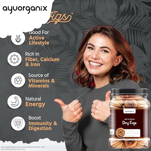 AYUORGANIX Afghani Anjeer 415gm | Medium Size Figs Rich Source of Vitamins & Dietary Fiber | Healthy Snack for Festive Gifting | Low in Calories | Fat Free | Farm Sourced Jar Pack (415gm) - Image 3