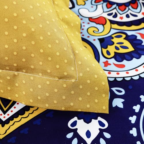 Story@Home bedsheet for Double Bed Queen Size 240TC Satin Finish, Microfiber Double Bed bedsheet, 225X250cm with 2 Pillow Covers, Purple & Yellow, Motif | Perfect for Festive Gifting - Image 7