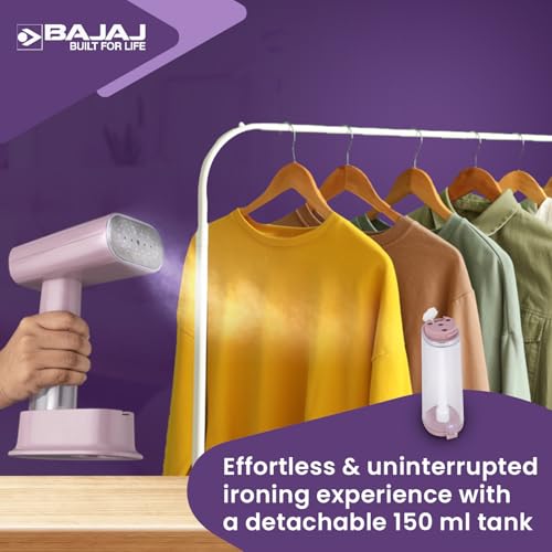 Bajaj Steam Majesty 1000 W Garment Steamer Up to 18 G/Min Steam Output | 150 Ml Water Tank | Ceramic Coated Soleplate | 2 Year Warranty 【Lilac】 - Image 6
