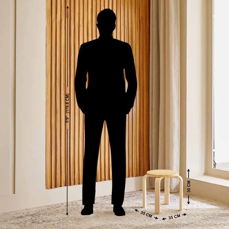 Home Centre Paulo Solid Wood Stool - Brown - Image 2