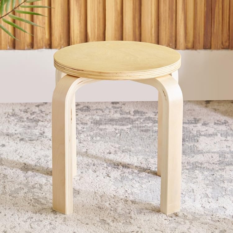 Home Centre Paulo Solid Wood Stool - Brown - Image 3
