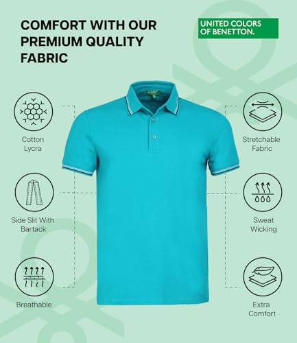 United Colors of Benetton Polo T Shirt | Collar Tshirts | Half Sleeves Plain T Shirt | Solid Polo T-Shirt with Colored Collar Tipping - Image 4