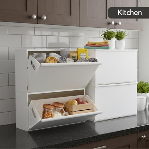 Cello Maple 2 Tier Wall Mount Multipurpose Storage Cabinet White | Lightweight & Sturdy Space Saving Organizer for Living Room, Kitchen | Perfect for Clothes, Shoes Rack, Kitchen Accessories & Others - Image 2