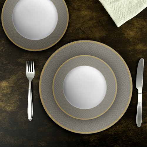 Cello Opalware Solitaire Series Moonstone 18 Pcs Opal Glass Dinner Serving for 6 | Bone Ash-Free | Lightweight, Elegant White Plate & Bowl Set |Opal Glass Crockery Set for Daily Use Dinning & Gifting - Image 3