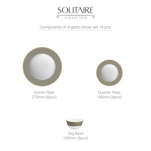 Cello Opalware Solitaire Series Moonstone 18 Pcs Opal Glass Dinner Serving for 6 | Bone Ash-Free | Lightweight, Elegant White Plate & Bowl Set |Opal Glass Crockery Set for Daily Use Dinning & Gifting - Image 6