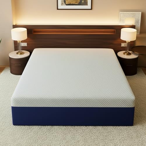 SleepyHug EarthPlay 11-Inch Adaptive Floor Mattress | BioSynq Core for Posture & Spinal Support | Memory Foam | Duronix Rebonded Foam Base | 72×48x11 Inches (Double, White & Blue)