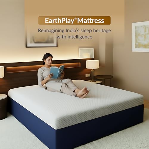 SleepyHug EarthPlay 11-Inch Adaptive Floor Mattress | BioSynq Core for Posture & Spinal Support | Memory Foam | Duronix Rebonded Foam Base | 72×48x11 Inches (Double, White & Blue) - Image 2
