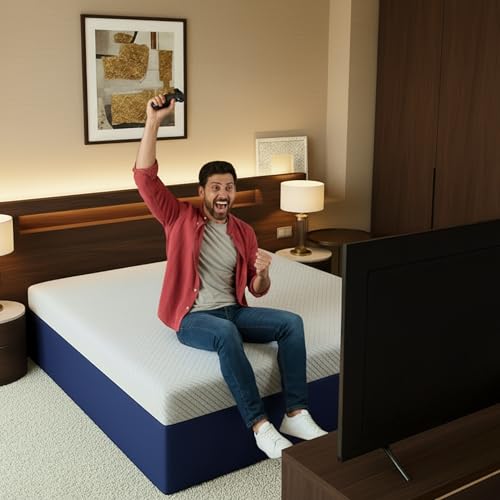 SleepyHug EarthPlay 11-Inch Adaptive Floor Mattress | BioSynq Core for Posture & Spinal Support | Memory Foam | Duronix Rebonded Foam Base | 72×48x11 Inches (Double, White & Blue) - Image 4