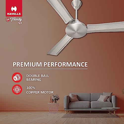 Havells 1200Mm Ep Trendy Energy Saving Ceiling Fan (Brushed Nickel, Pack Of 1), Brown, 1 Star - Image 7