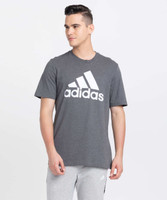 ADIDAS Printed Men Round Neck Grey T-Shirt - Image 3