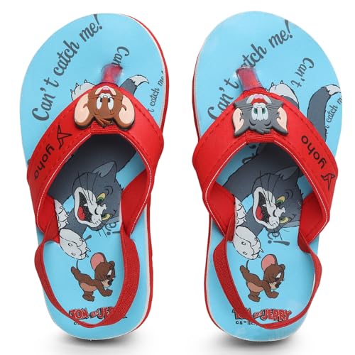 YOHO Tom and Jerry Slippers for Toddlers with Elastic Strap, Comfortable and Lightweight Flip-Flops Footwear for Kids/Babies, Official WB Merchandise -006