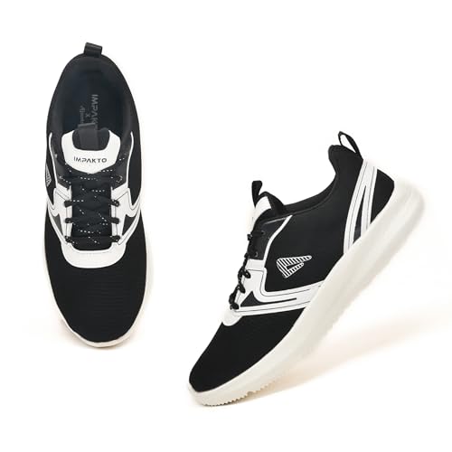 Impakto Athletic Running Shoes, Black and Red, Knit Mesh Fabric, Breathable Upper, Slip-on Design with Memory Foam Insole, Classic Style for All-Day Walking Comfort, Unisex - Image 2