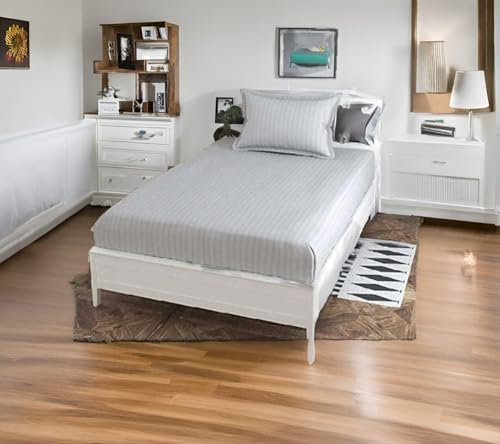 Industries Single Bedsheet with 1 Pillow Covers|Cotton Material & Satin Stripes|Size 60x90 inch (Grey), 144 TC