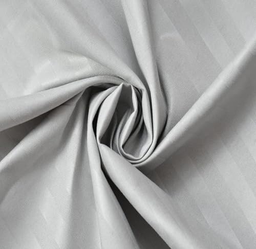 Industries Single Bedsheet with 1 Pillow Covers|Cotton Material & Satin Stripes|Size 60x90 inch (Grey), 144 TC - Image 3