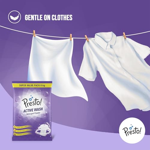 Amazon Brand - Presto! Active Wash Detergent Powder | 8 Kg | Tough On Stains | Gentle On Fabrics | Colour-Safe | Refreshing Fragrance | Machine And Hand Wash - Image 6