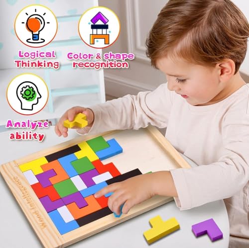 Novo Baby Smart Activity Fun&Learning Blocks Geometrics, Educational & Learning Sorter Toys, Color Choose Stacking Block Game for Kids Baby, 1 2 3+ Year Activity Toys (Russian Puzzle) - Image 7