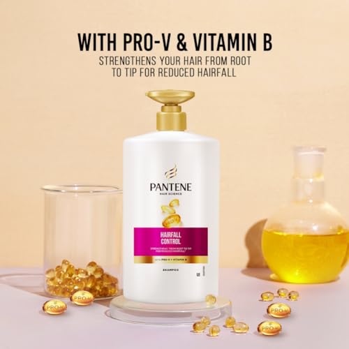 Pantene Hair Fall Control Shampoo for Weak, Dry and Frizzy Hair, With Pro V + Vitamin B, 1 Ltr - Image 4