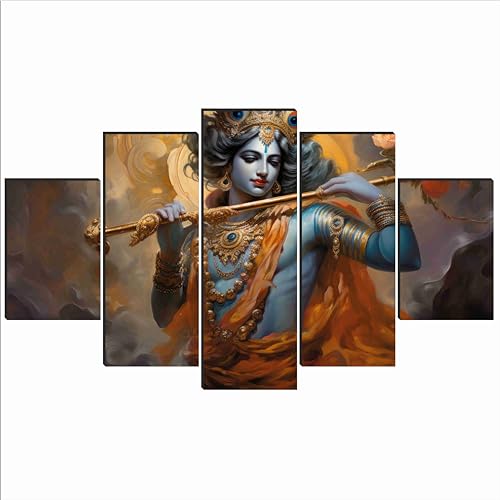 SAF krishna Paintings for Wall Decoration - Set Of Five, 3d modern art Painting for Living Room Large Size with Frames for Home Decoration, Hotel, Office 76.2 cm x 45 cm SANFPNLS35473 - Image 3