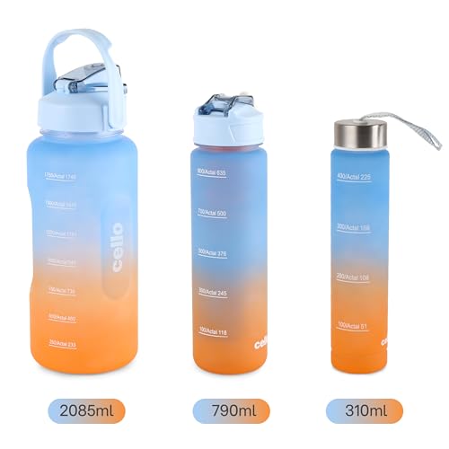CELLO All Day Set of 3 Pieces Water Bottles Daily Use, Sky Blue (310ml, 790ml, 2085ml) | BPA Free Leakproof Lightweight Easy to Carry Different Sizes Water Bottle For School, Workout, Gym & Office - Image 5