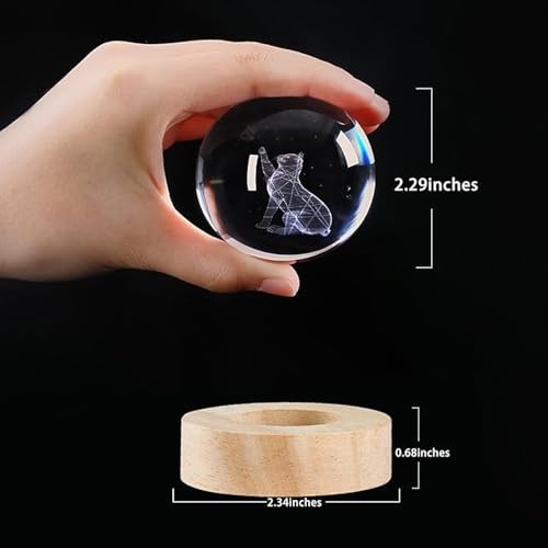 3D Crystal Ball Lamp with 16 Colors Changing LED Wooden Base - Solar System Night Light, Galaxy Lamps, Galaxy Crystal Ball Light with USB (16 Color Hand Cat) - Image 7