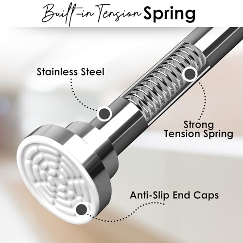 Story@Home Stainless Steel (80 Cm To 140 Cm) Extendable Shower Curtain Tension Rod Non-Drilling Anti-Skid Spring Pull Rod, Silver - Image 3