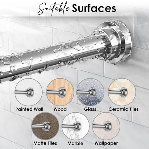 Story@Home Stainless Steel (80 Cm To 140 Cm) Extendable Shower Curtain Tension Rod Non-Drilling Anti-Skid Spring Pull Rod, Silver - Image 5